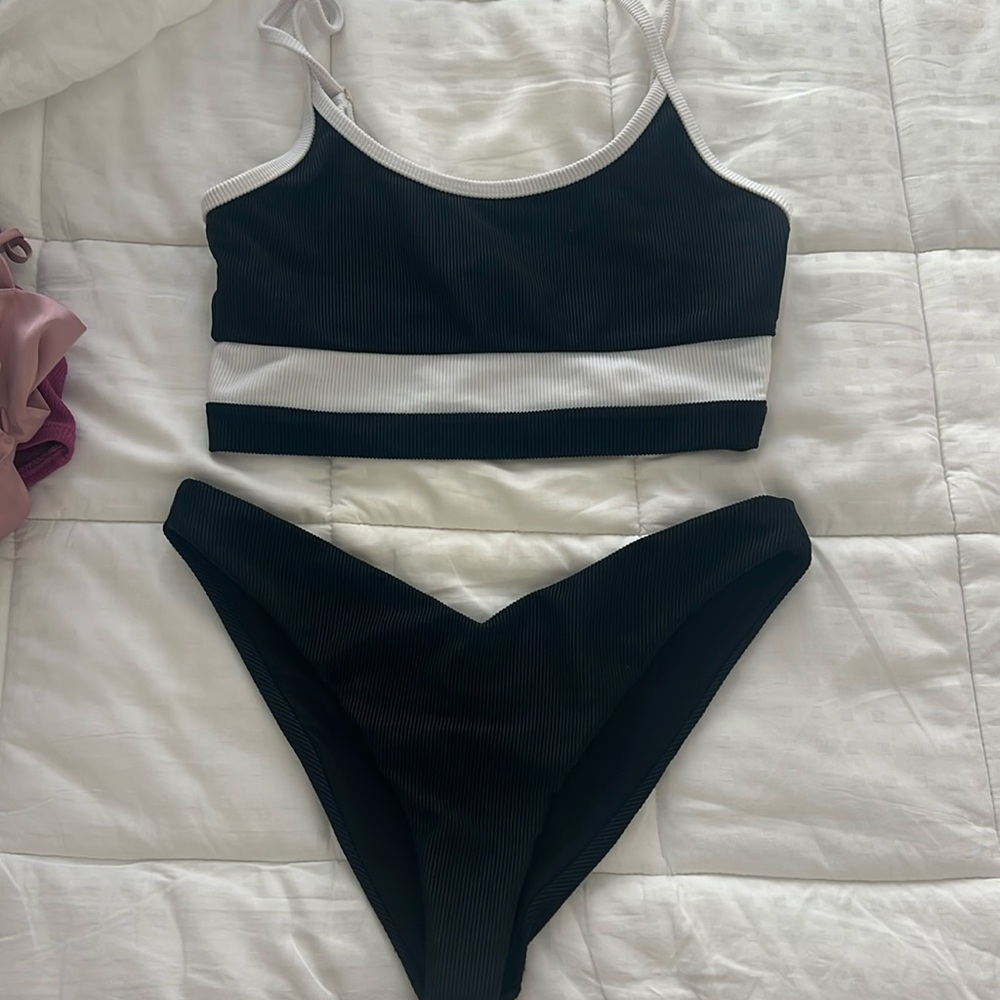 Beach Riot Black and White Bikini Size M